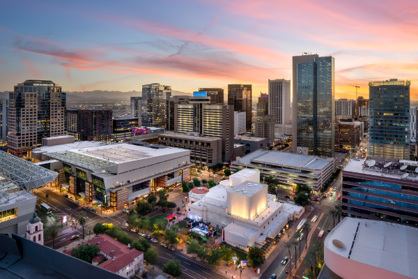 Aerial view of downtown Phoenix, AZ